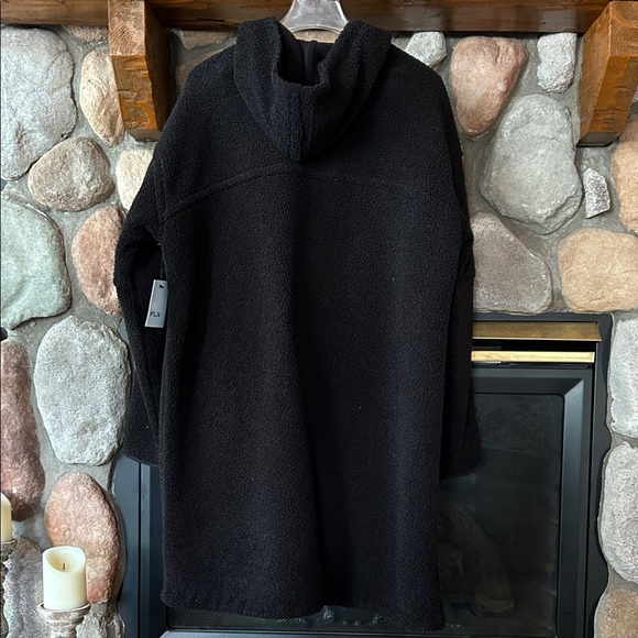 FLX Women’s Black High Pile Longline Full Zip Coat Jacket, Size L-XL, NWT - Picture 3 of 11